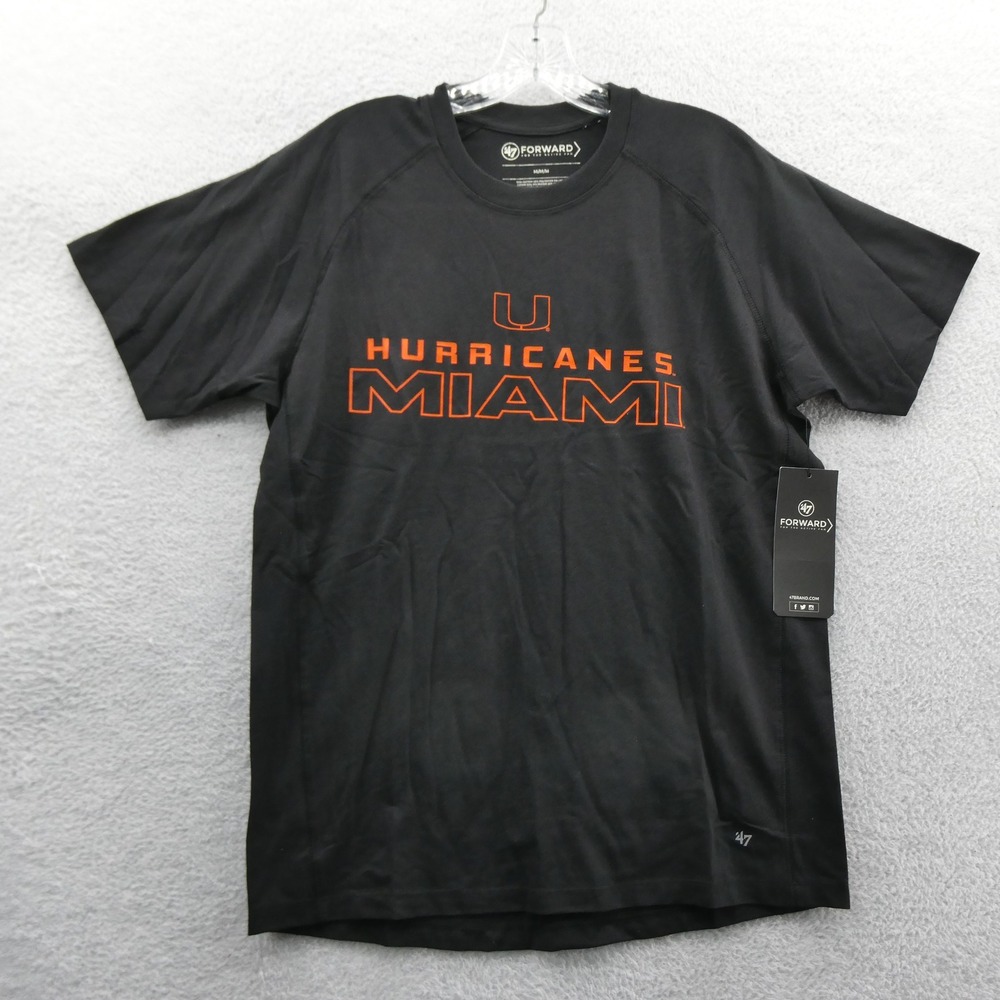 47 Brand Shirt Mens Medium Miami Hurricanes Black Orange Active Fan Cotton Blend